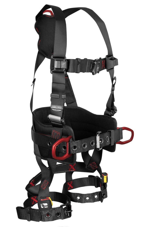 Falltech FT-Iron 3D-Ring Construction Belted Full Body Harness, Tongue Buckle Leg Adjustment #8144B