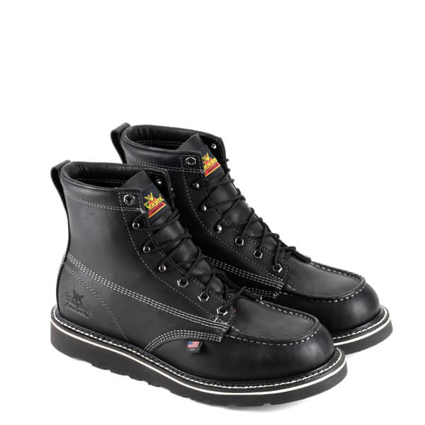 Black soft outlet toe work boots