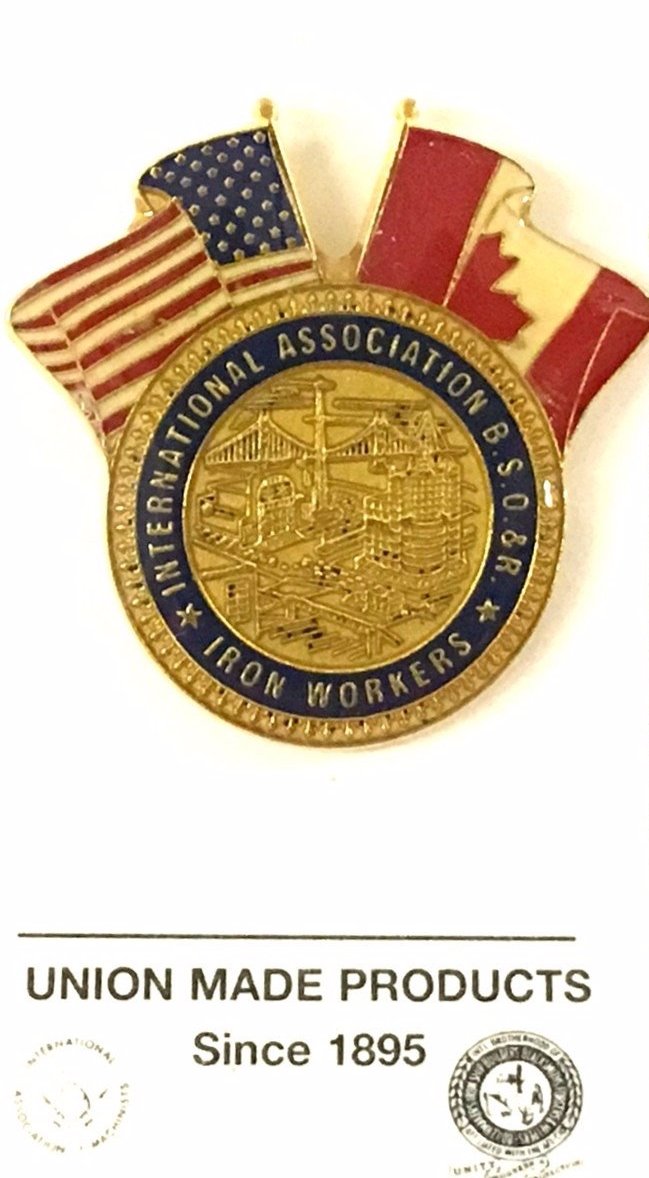 IronWorkerGear Ironworkers International Logo US and Canada Crossed Flag Lapel Pin #IWACLP